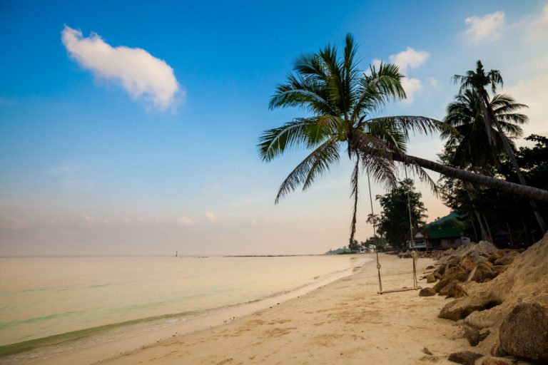 Summer seascape on tropical island Koh Phangan in Thailand.